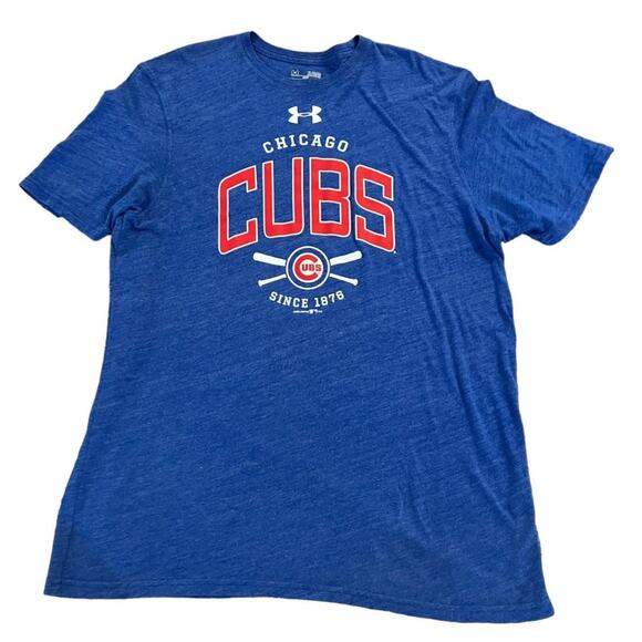 Under Armour Men's Blue Chicago Cubs Heat Gear Loose Short Sleeve Tee | Size XL - Picture 1 of 4